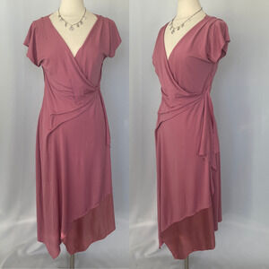 Midi Dress Size 10 Rose Pink Asymmetrical Whimsigoth Fairy Grunge Coquette